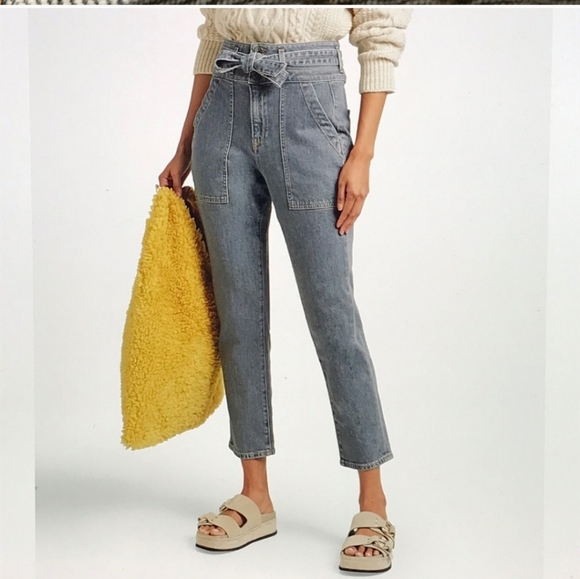 Veronica Beard Logan Slim Straight Belted High Rise Jeans - Picture 6 of 12